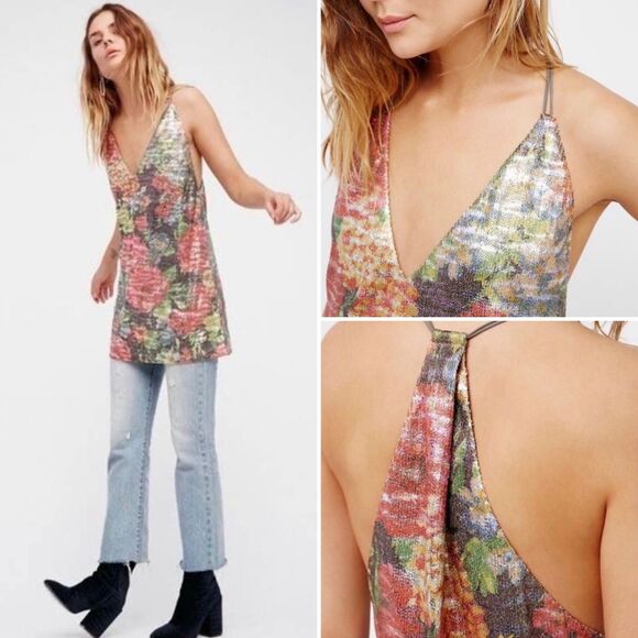 Free People Tangier Floral Sequin Mini Dress XS - Picture 2 of 11